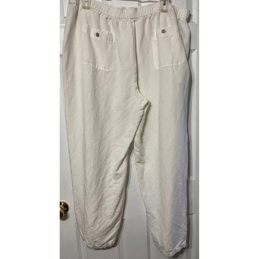 Cubavera Mens XXL Off White Linen Blend Drawstring Relaxed Summer Beach Pants